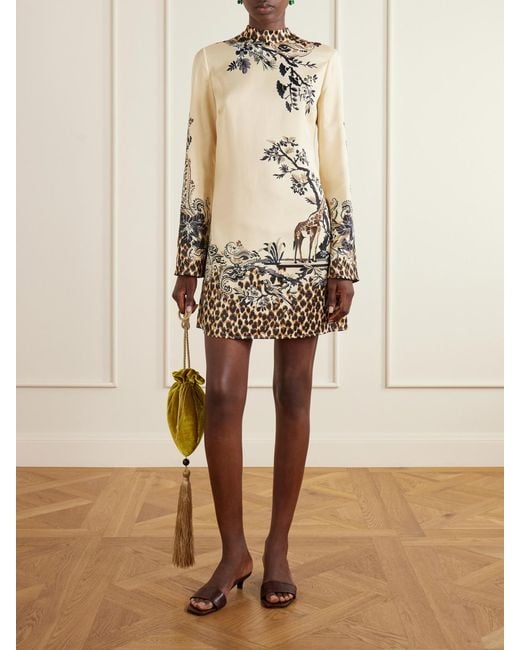 Etro Natural Printed Satin Mini Dress