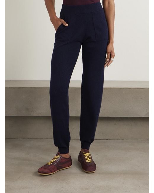 Allude Blue Wool And Cashmere-Blend Tapered Track Pants