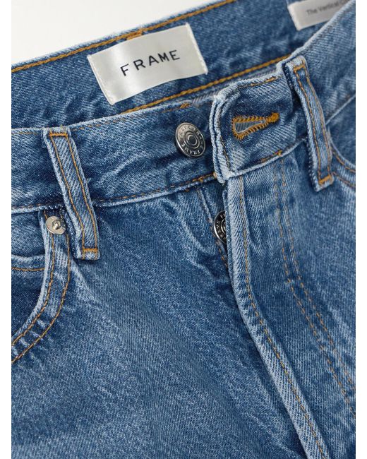 FRAME Blue The Vertical Crop High-Rise Straight-Leg Jeans