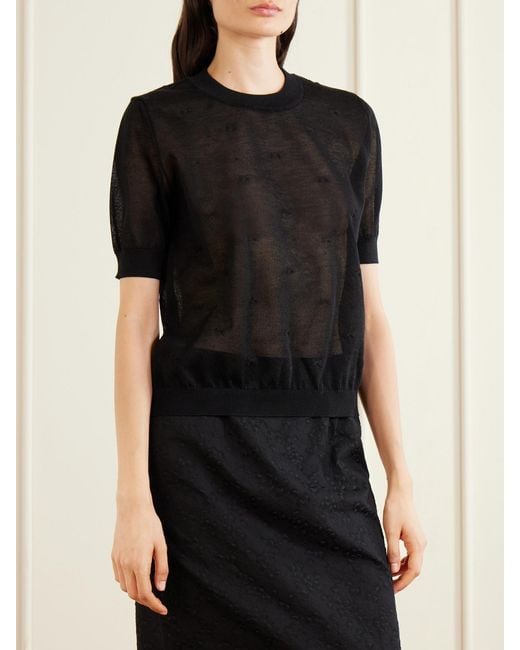 CECILIE BAHNSEN Black Cbfillo Embroidered Knitted Ramie Blouse