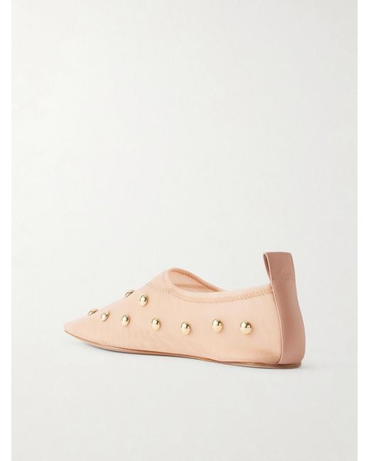 Chloé Natural Rita Studded Mesh Flats
