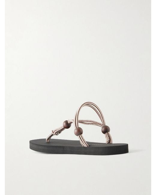 Loeffler Randall Black Mika Bead-Embellished Cord Sandals