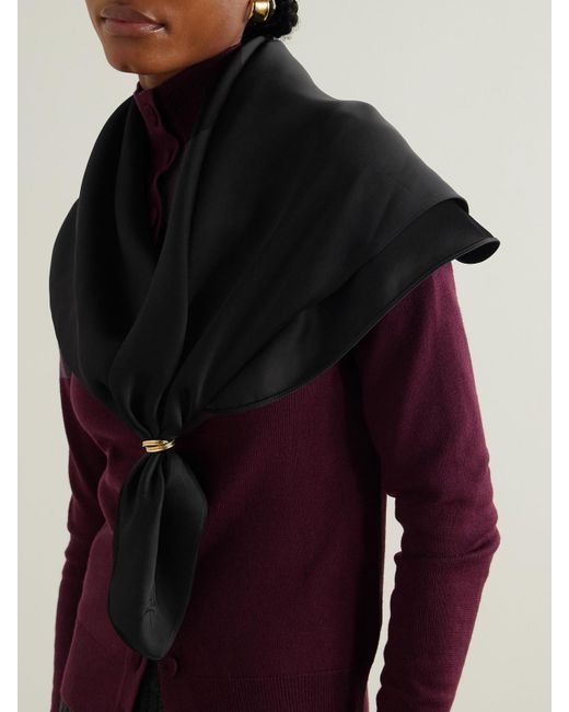 Another Tomorrow Black Tuch Aus Satin Mit Stickerei