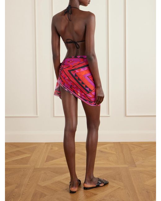 Emilio Pucci Red Printed Self-Tie Cotton Pareo