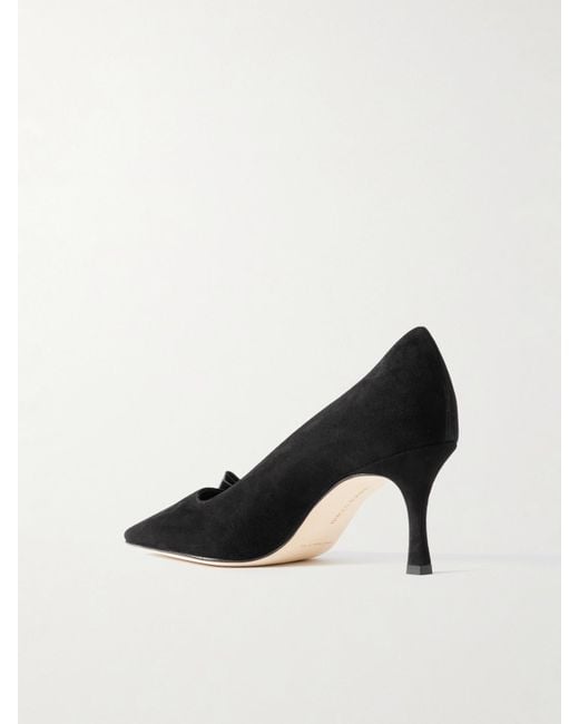 Manolo Blahnik Black Morcou 70 Suede And Leather Pumps