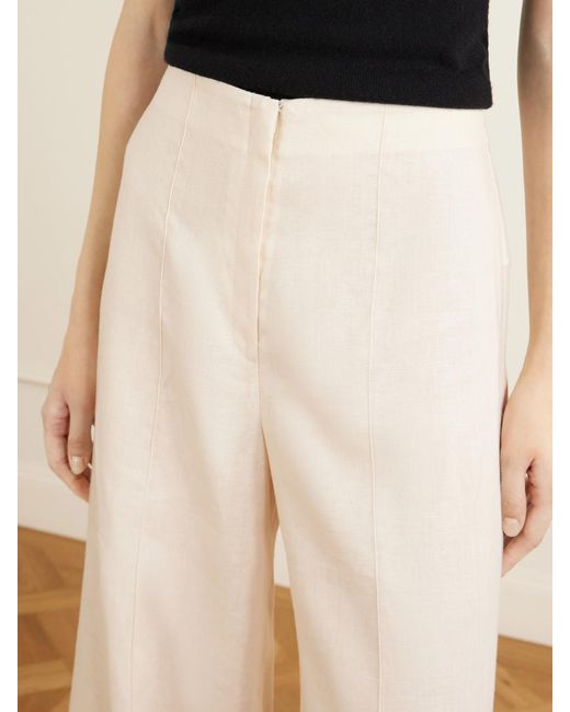 ANDRES OTALORA White Voz De Calma Printed Linen Wide-Leg Pants
