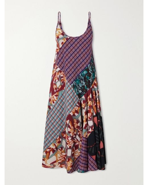 Dries Van Noten White Printed Georgette Midi Dress