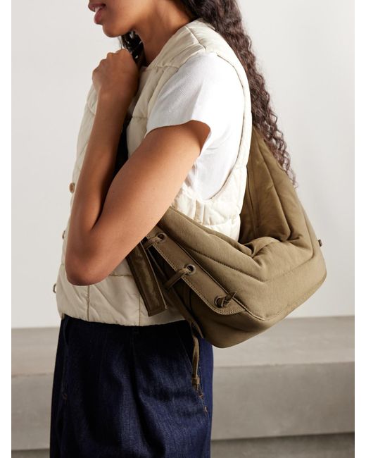 Lemaire Gray Soft Game Kleine Wattierte Schultertasche Aus Gestepptem Recyceltem Canvas