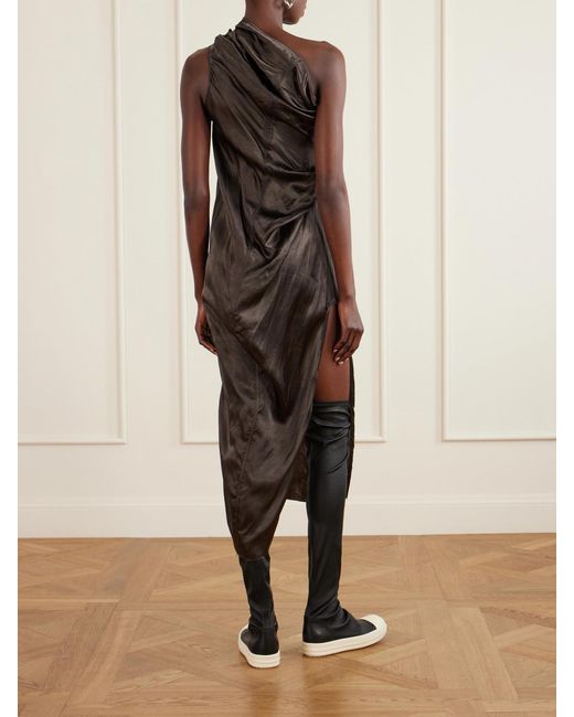 rick owens brown dress Edfu strapless gathered stretch-jersey gown - gold
