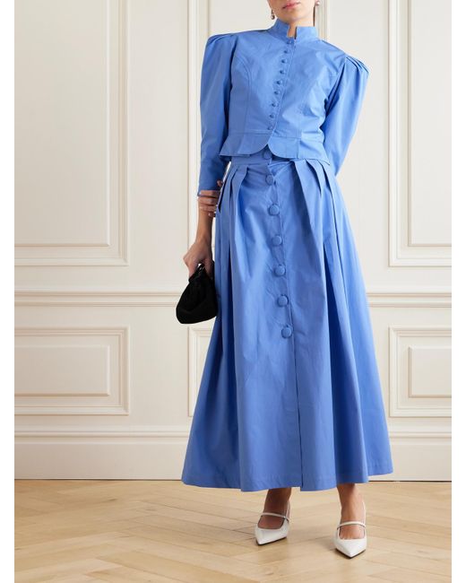 D'Estree Blue Irving Midirock Aus Baumwollpopeline Mit Falten