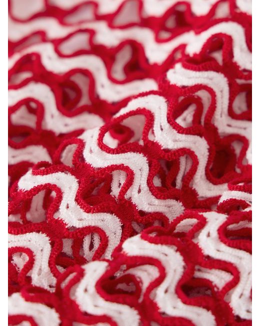 SARA CRISTINA Red Playa Hose Mit Weitem Bein Aus Zweifarbigem Häkelmaterial