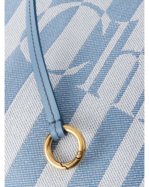 Chloé Blue Striped Leather-Trimmed Shoulder Bag
