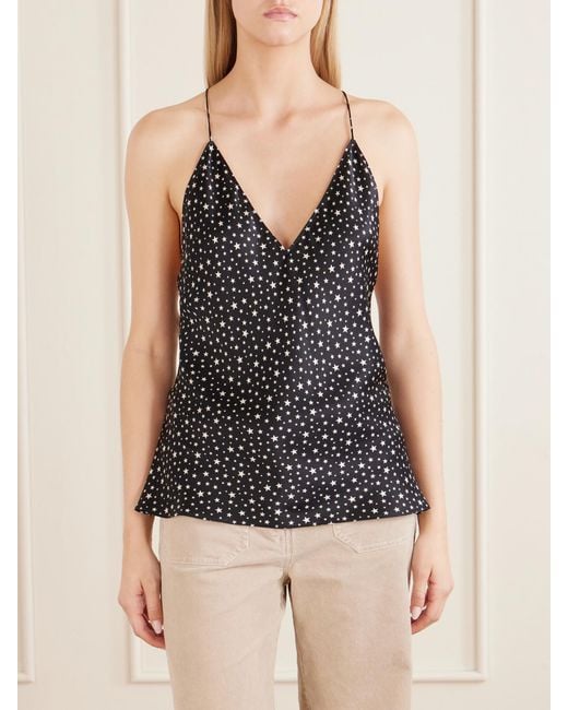 Nili Lotan Black Emile Printed Silk Camisole