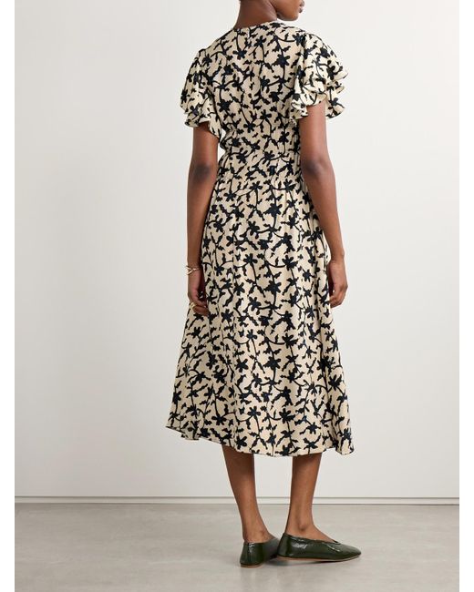Ulla Johnson White Anais Printed Crepe Midi Dress