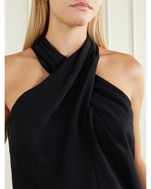 Theory Blue Crepe Halterneck Top