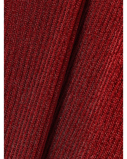Isabel Marant Red Josita Metallic Ribbed-Knit Turtleneck Maxi Dress