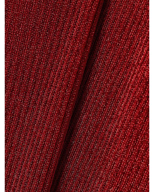 Isabel Marant Red Josita Metallic Ribbed-Knit Turtleneck Maxi Dress