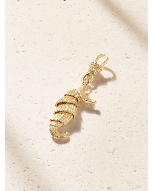 Lucy Delius Natural Pot-Belly Seahorse 14-Karat Diamond Pendant