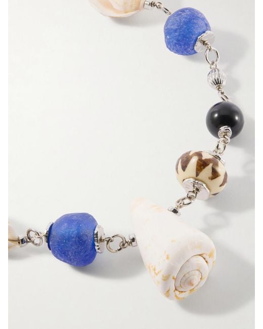 Tohum Design White Samsara Sterling And Seashell Beaded Necklace