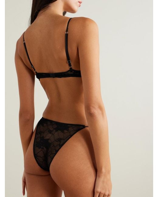 Oseree Black Stretch-Lace Bra And Briefs Set