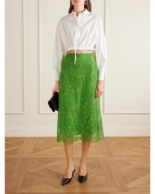 Carolina Herrera White Cropped Cotton-Blend Blouse