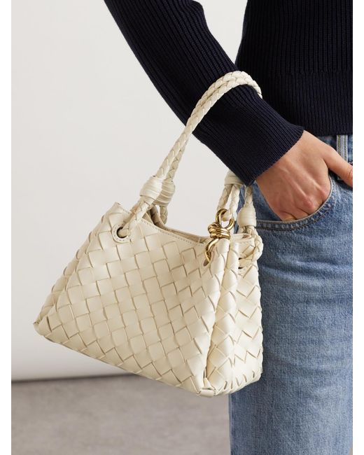 Bottega Veneta Natural Parachute Small Intrecciato Leather Shoulder Bag