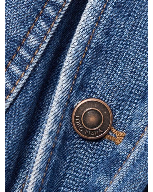Loro Piana Blue Dean Corduroy-Trimmed Denim Jacket