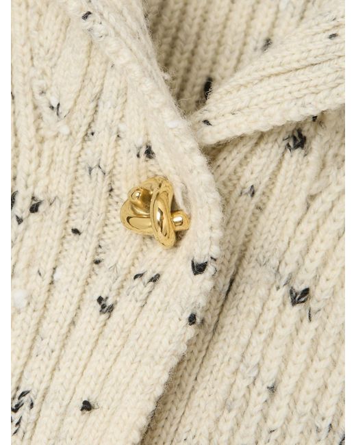 Bottega Veneta Natural Ribbed Wool-Blend Cardigan
