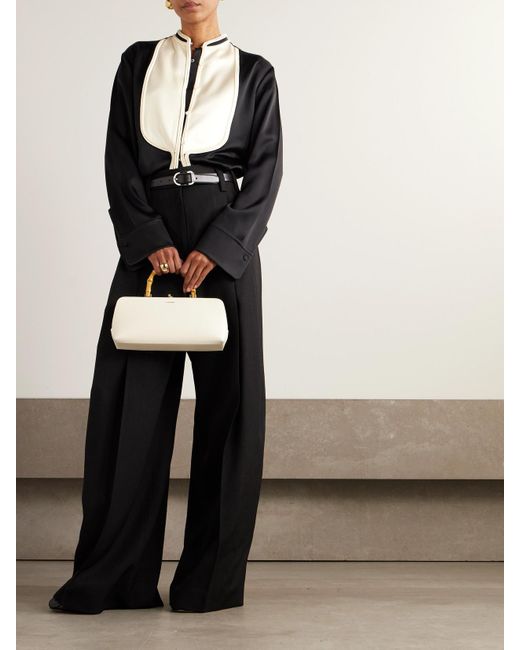Jil Sander Black Zweifarbiges Oversized-Hemd Aus Crêpe Mit Paspeln