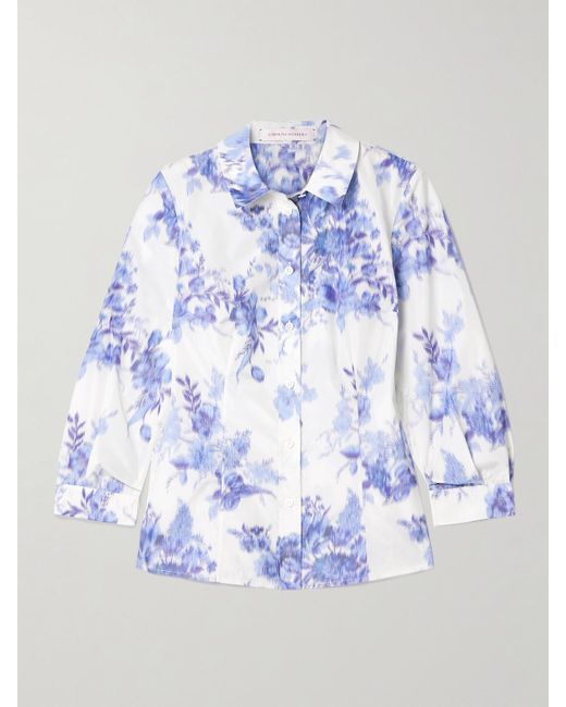 Carolina Herrera Blue Icon Hemd Aus Taft Mit Blumenprint