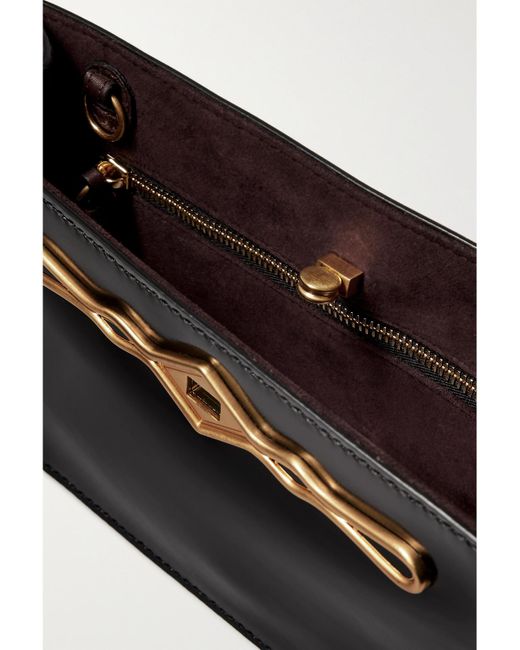 Metier Black Fernando Jorge Ease Embellished Glossed-Leather Clutch