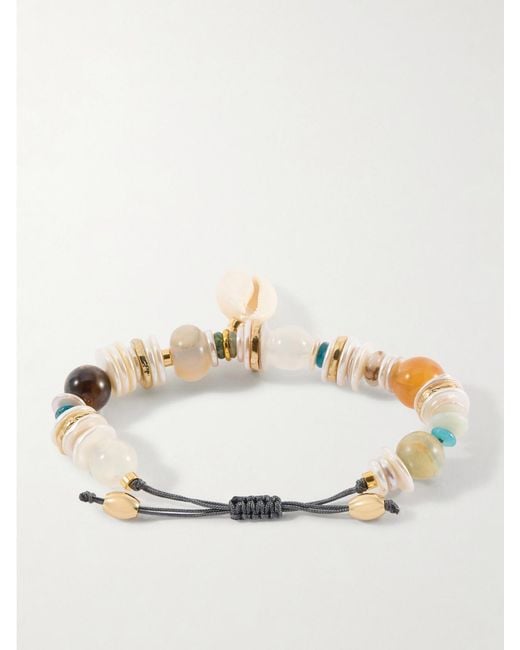 Tohum Design Natural Samsara-Plated, Leather And Seashell Beaded Bracelet