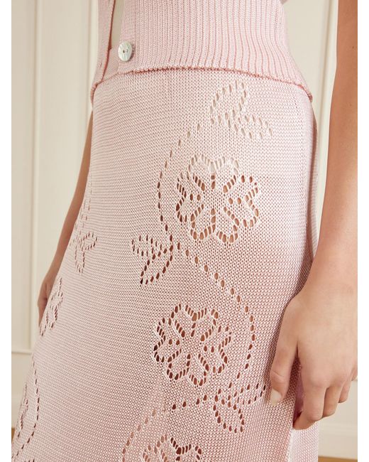 Calle Del Mar Pink Embroidered Knitted Midi Skirt