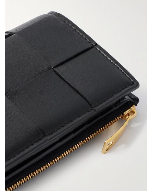 Bottega Veneta Black Cassette Intrecciato Leather Wallet