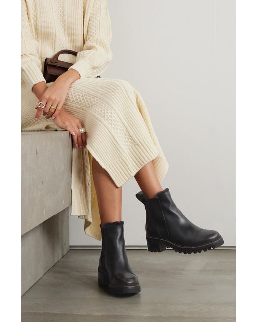 Bottines Chelsea En Cuir Doublées De Peau Lainée Mallory See By Chloé en  coloris Noir | Lyst