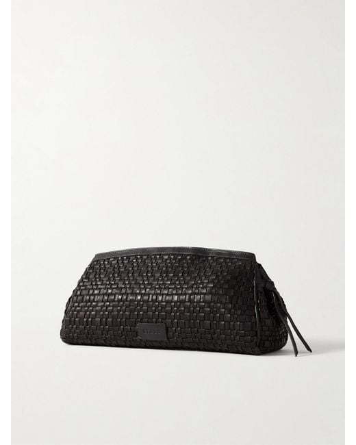 Staud Black Maude Woven Leather Clutch