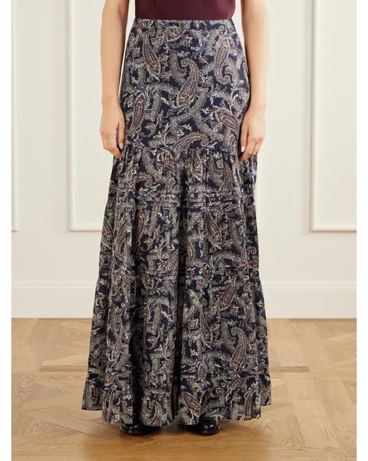 Veronica Beard Multicolor Heatheralyn Gathered Paisley-Print Cotton Maxi Skirt