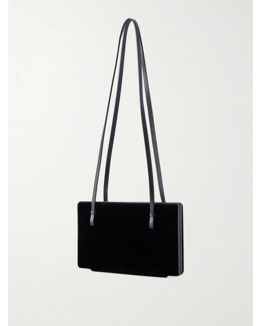 Totême White Leather-Trimmed Velvet Shoulder Bag