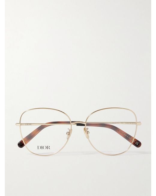 Dior Natural Mini Cd O B4U Oversized Round-Frame-Tone And Tortoiseshell Acetate Optical Glasses