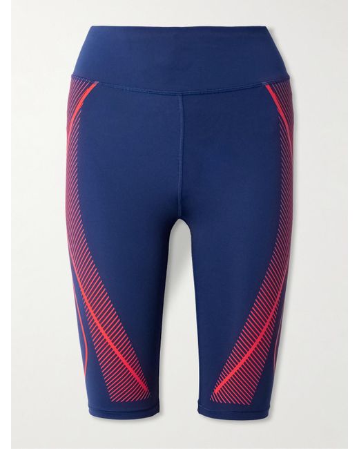 Adidas By Stella McCartney Blue Truepace Bike Cropped Printed Stretch Recycled-Leggings