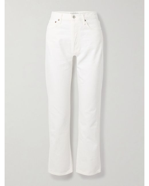 Agolde White '90S Pinch Waist Cropped High-Rise Straight-Leg Jeans