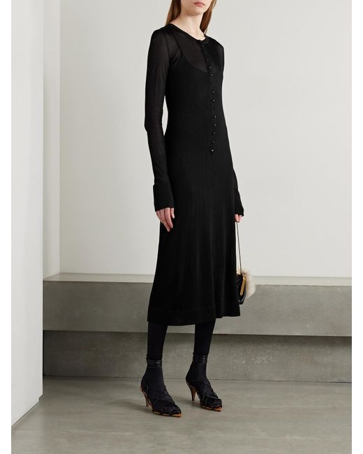 Khaite Black Shaine Knitted Midi Dress