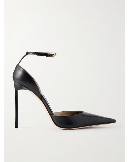 Tom Ford White Pointed-Toe Matte Leather Pumps