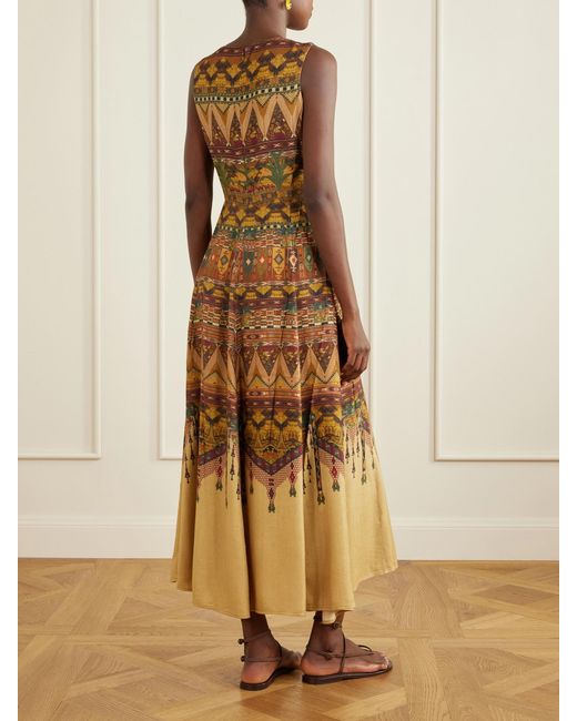 Emporio Sirenuse Natural Clodette Desert Printed Woven Silk-Blend Maxi Dress