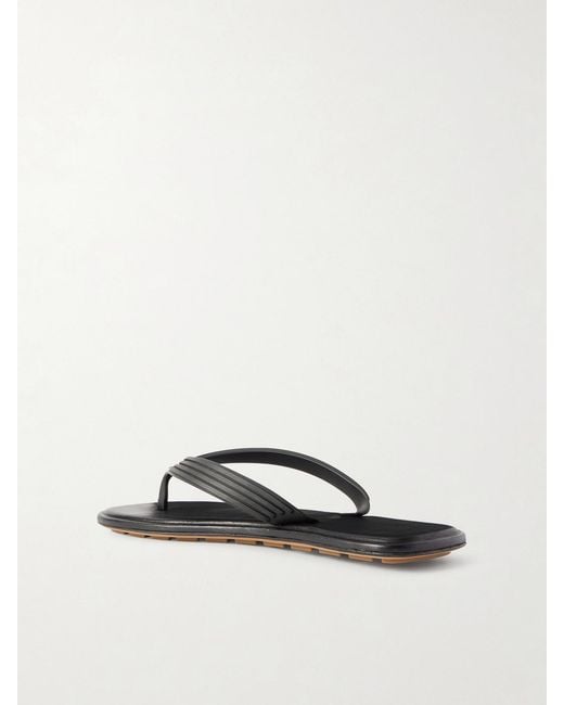 Bottega Veneta Black Sampieri Flat Thong Rubber Flip Flops