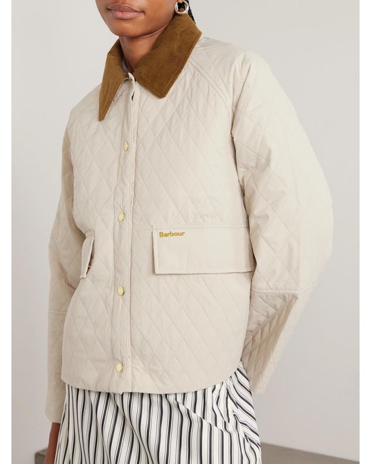 Barbour Natural Kirby Cotton Corduroy-Trimmed Quilted Shell Jacket