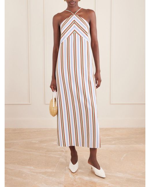 Rosie Assoulin White Call Me Maybe Striped Poplin Maxi Dress