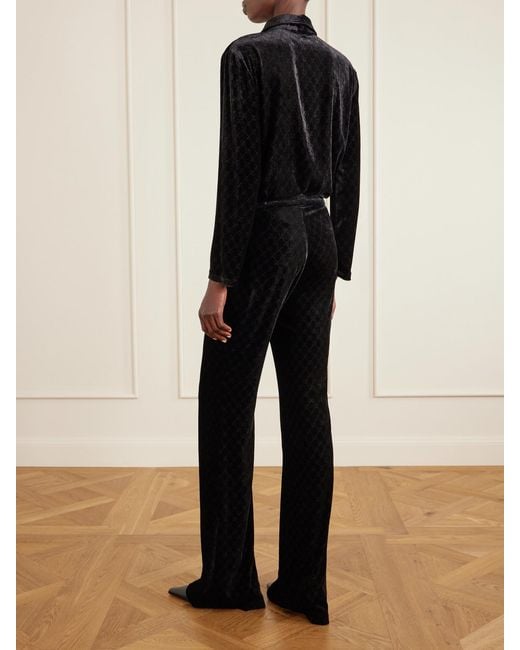 Gucci Black Devoré-Velvet Pants