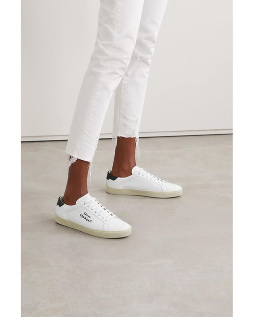 Saint Laurent White Court Classic Sl/06 Logo-Embroidered Leather Sneakers