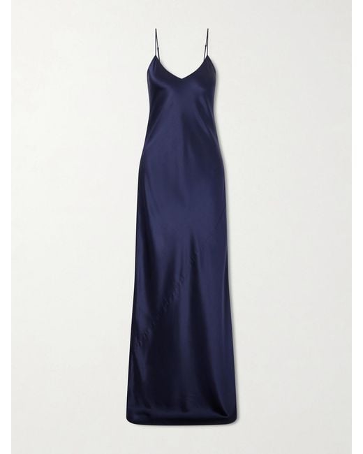 Nili Lotan Blue Cami Silk-Satin Gown